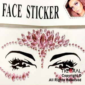 BRILLITOS AUTOADHESIVOS PARA ROSTRO FACE STICKER DECO ROSA X 1 UNIDADES